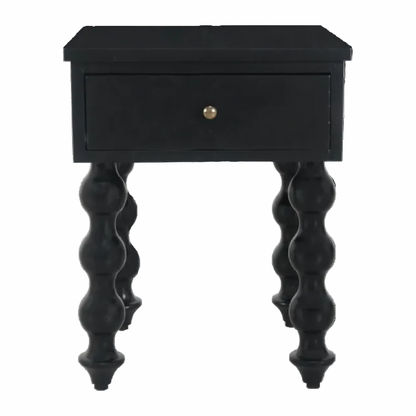 CAROLYN MINDI WOOD 1-DRAWER BEDSIDE TABLE BLACK