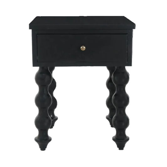CAROLYN MINDI WOOD 1-DRAWER BEDSIDE TABLE BLACK - MyChocolateWood
