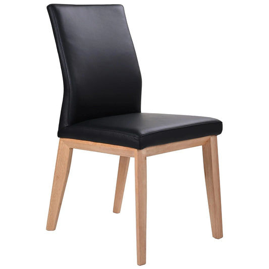 OAKLEY LEATHER DINING CHAIR BLACK - MyChocolateWood