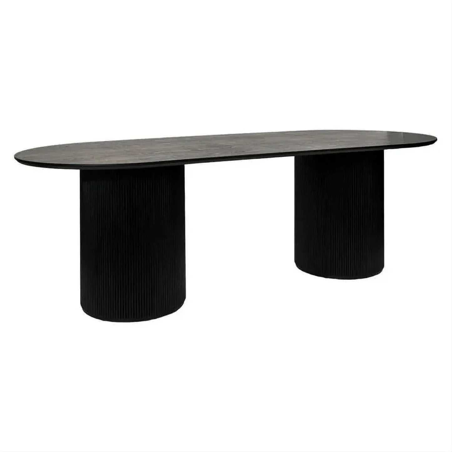 Belgravia Oval Dining Table 240cm in Satin Black - Chocolate Wood