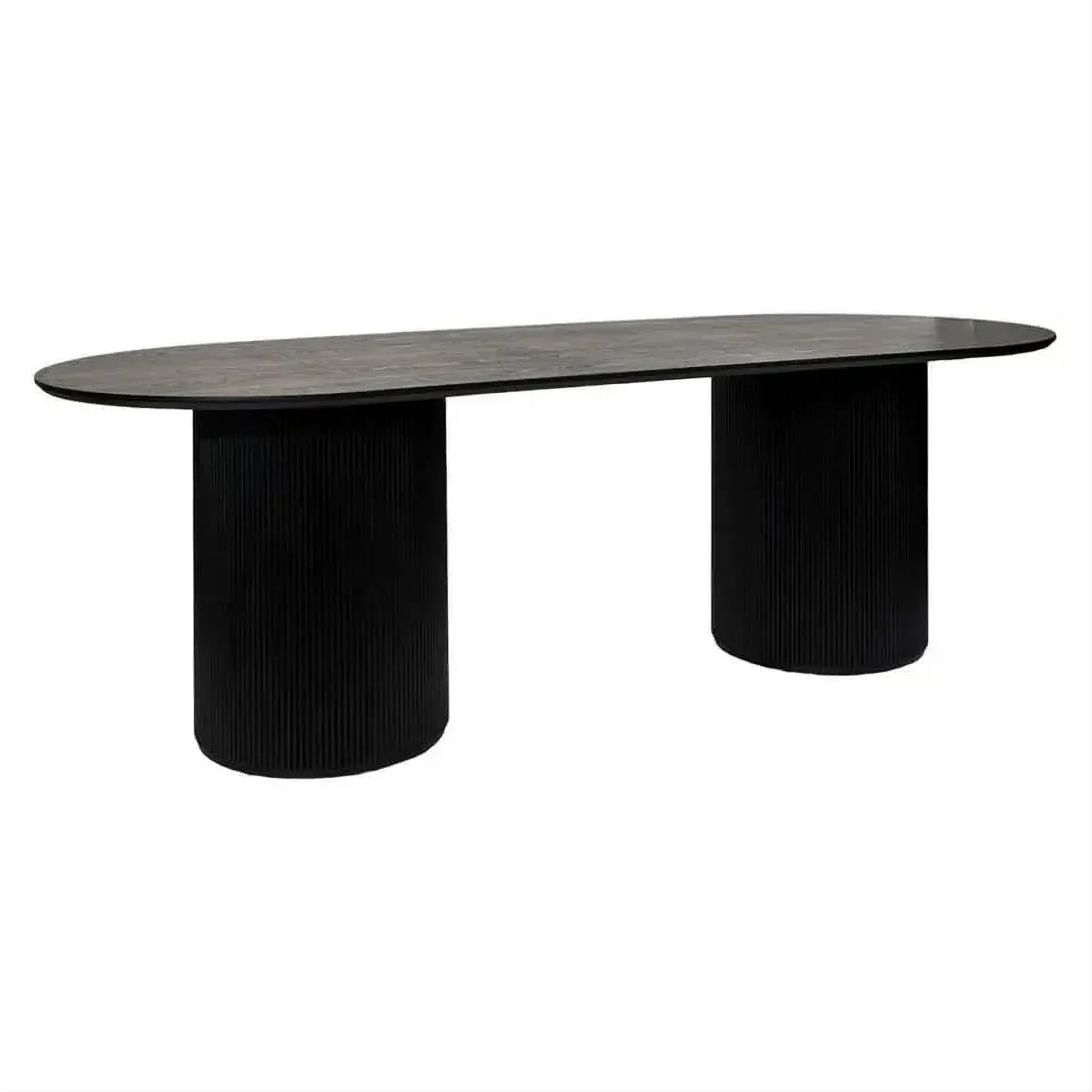 Belgravia Oval Dining Table 240cm in Satin Black - Chocolate Wood