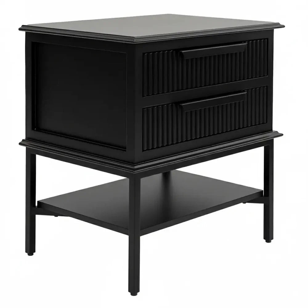MORETTI 2-DRAWER BEDSIDE TABLE SATIN BLACK SMALL - MyChocolateWood