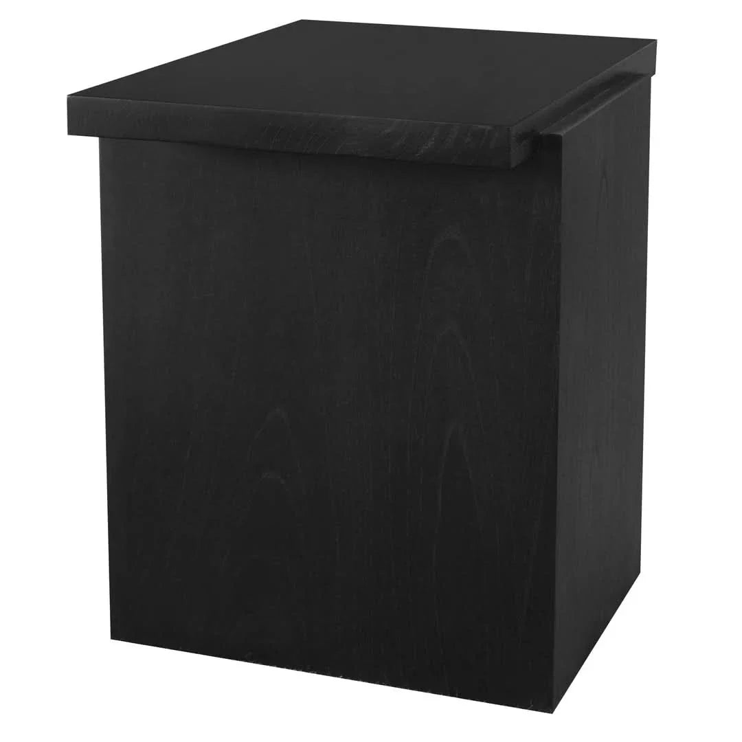 Hudson Solid Mindi Timber Block Side Table in Black - Chocolate Wood