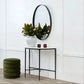 Soren Marble Demilune Table with black frame detail