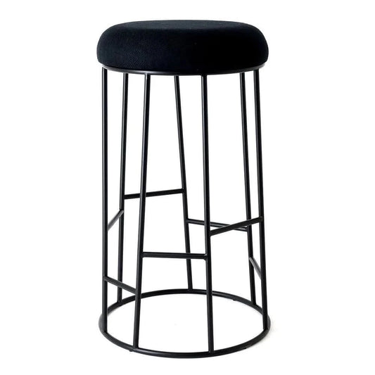 JACE BLACK STEEL BAR STOOL - BLACK LINEN - MyChocolateWood
