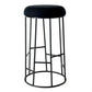 Jace Black Steel Bar Stool with Black Linen - Chocolate Wood