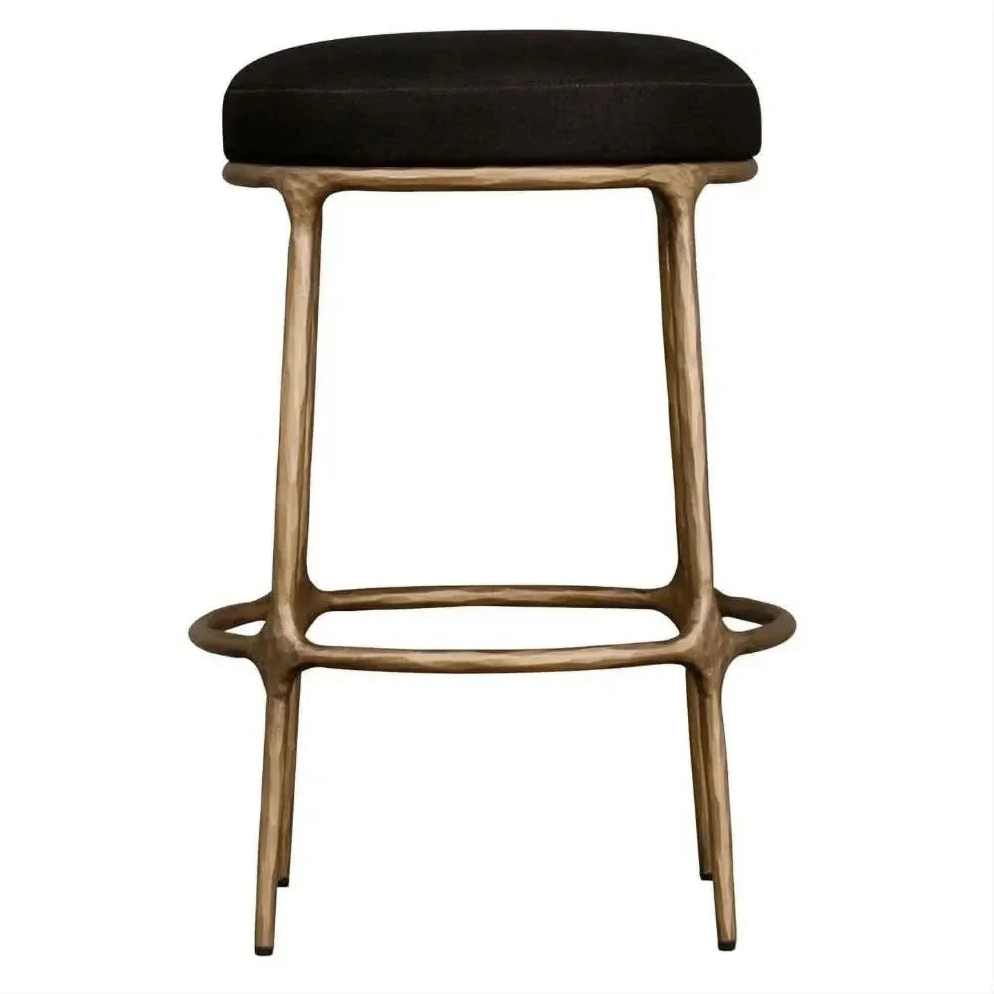 Soren Kitchen Stool with brass frame and black linen top side