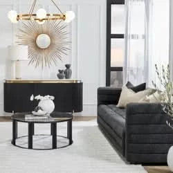 DENEUVE 3-DOOR BUFFET/SIDEBOARD BLACK WITH CARRARA MARBLE TOP - MyChocolateWood