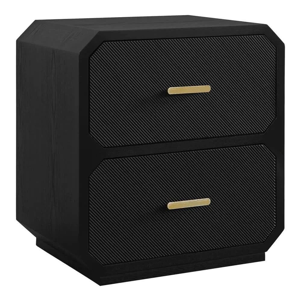 DELGARDO HAMPTON STYLE 2-DRAWER BEDSIDE TABLE BLACK - MyChocolateWood