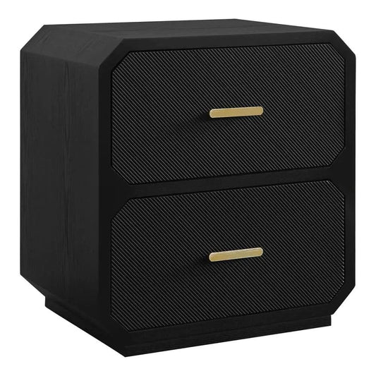 DELGARDO HAMPTON STYLE 2-DRAWER BEDSIDE TABLE BLACK - MyChocolateWood