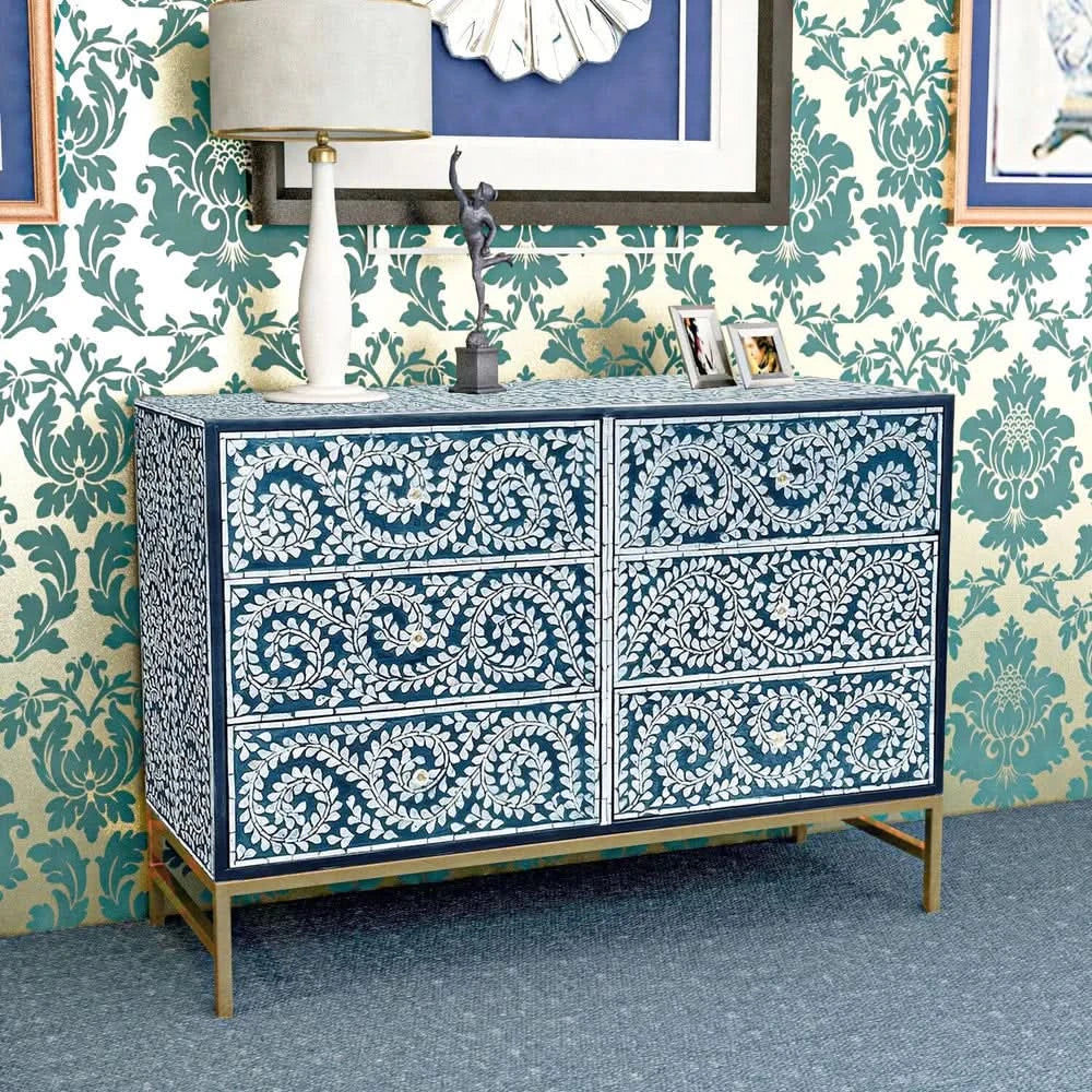 HARMONY MOTHER OF PEARL 6-DRAWER CHEST OF DRAWERS - MyChocolateWood