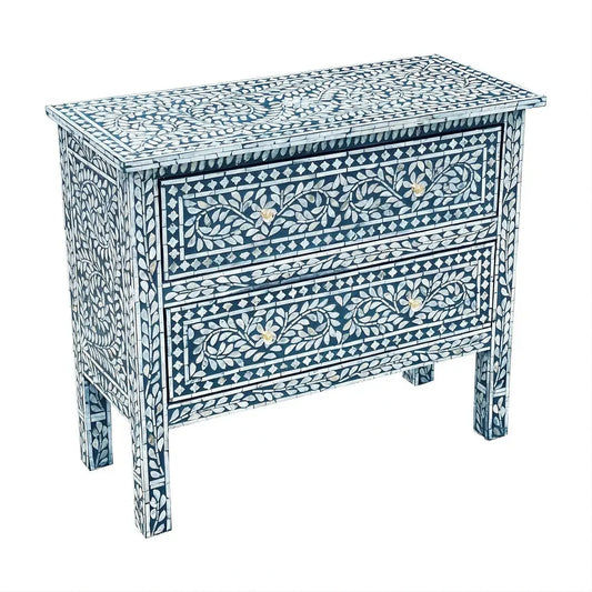 RADIANCE MOTHER OF PEARL HAND MADE SWIRL CHEST OF 2 DRAWERS