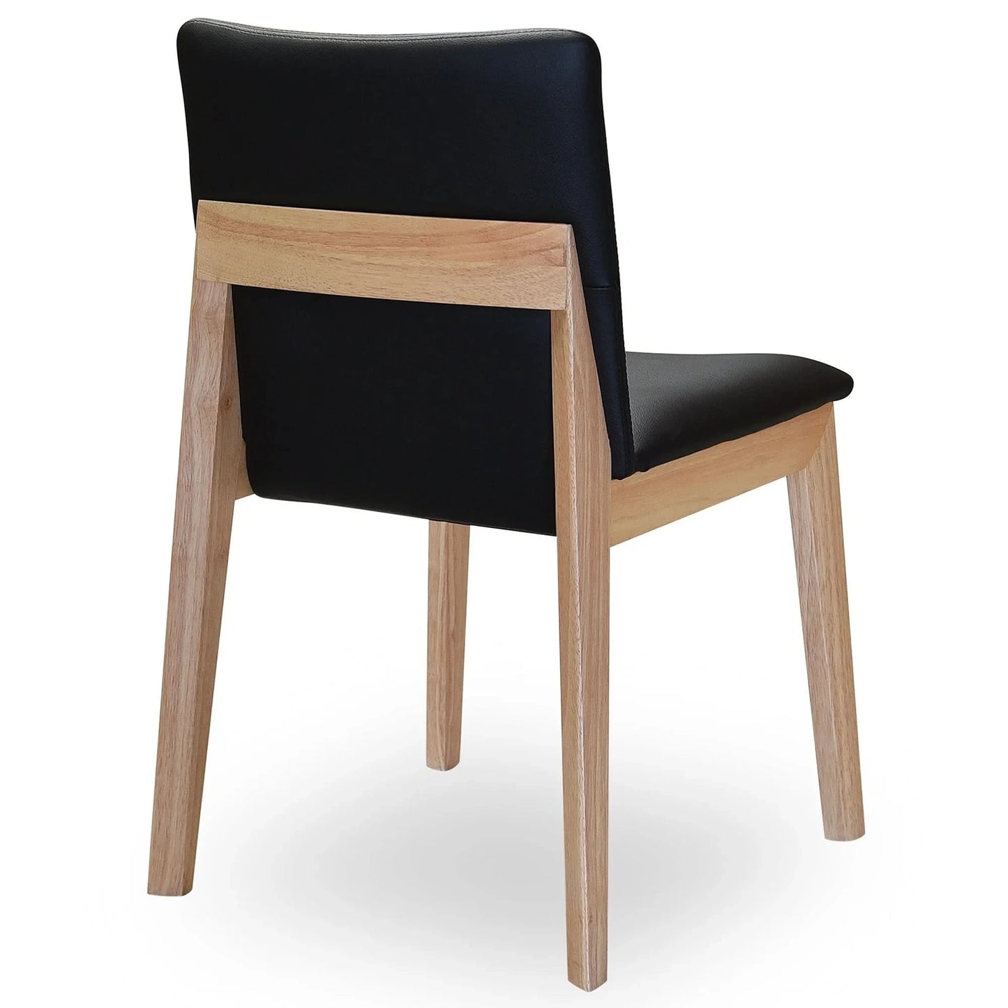 PALMERO BLACK LEATHER DINING CHAIR - SOLID TIMBER FRAME - NATURAL/BLACK LEATHER