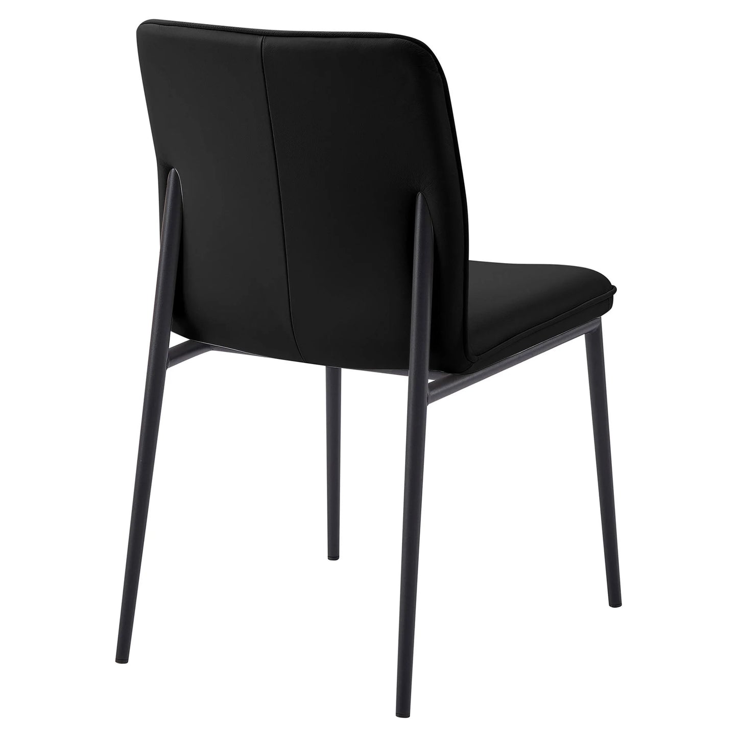 BOLZANO  LEATHER & METAL DINING CHAIR - BLACK - MyChocolateWood