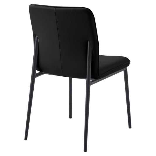 BOLZANO  LEATHER & METAL DINING CHAIR - BLACK - MyChocolateWood