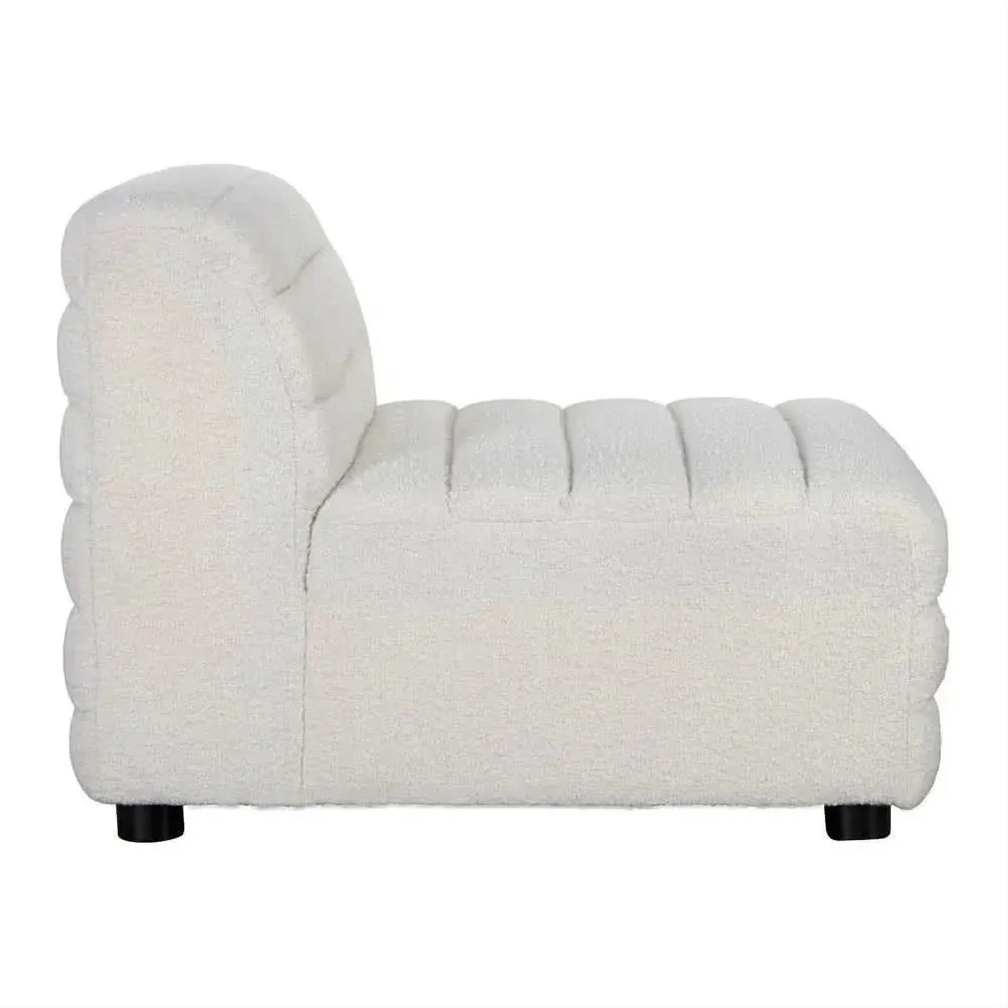 Meredith Boucle Occasional Chair in White - Chocolate Wood