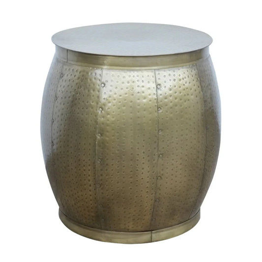 SETH BRASS LOOK RUSTIC HAMMERED SIDE TABLE/LAMP TABLE/ACCENT TABLE - MyChocolateWood