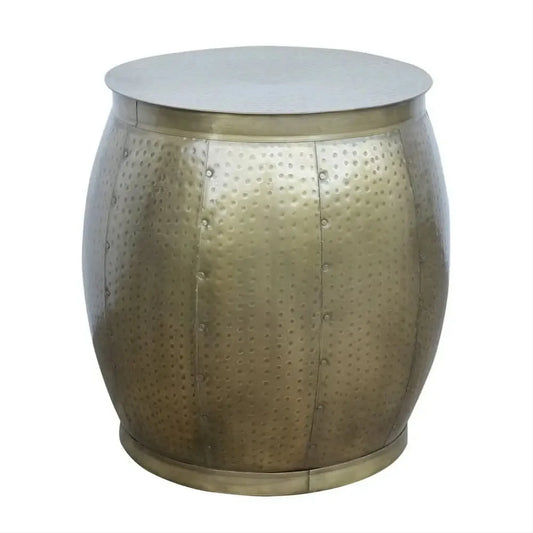 SETH BRASS LOOK RUSTIC HAMMERED SIDE TABLE/LAMP TABLE/ACCENT TABLE