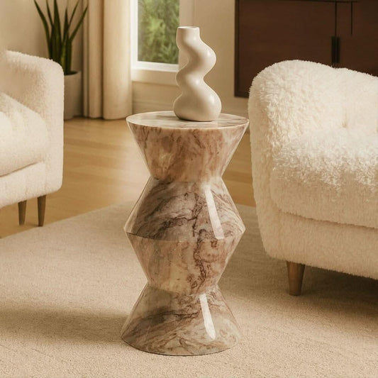 TEMPO SOLID MARBLE SIDE TABLE/LAMP TABLE/ACCENT TABLE