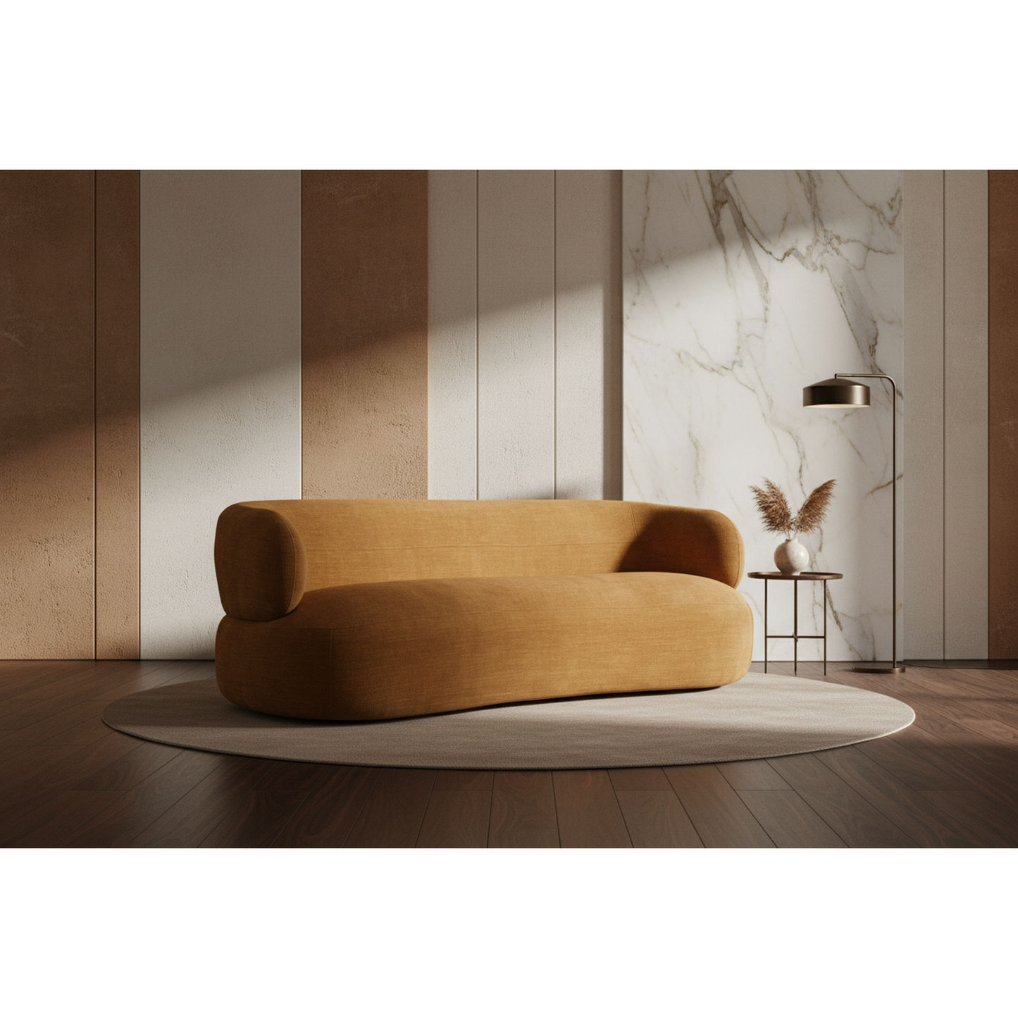 Beecham 3-Seater Sofa in Butterscotch - Chocolate Wood