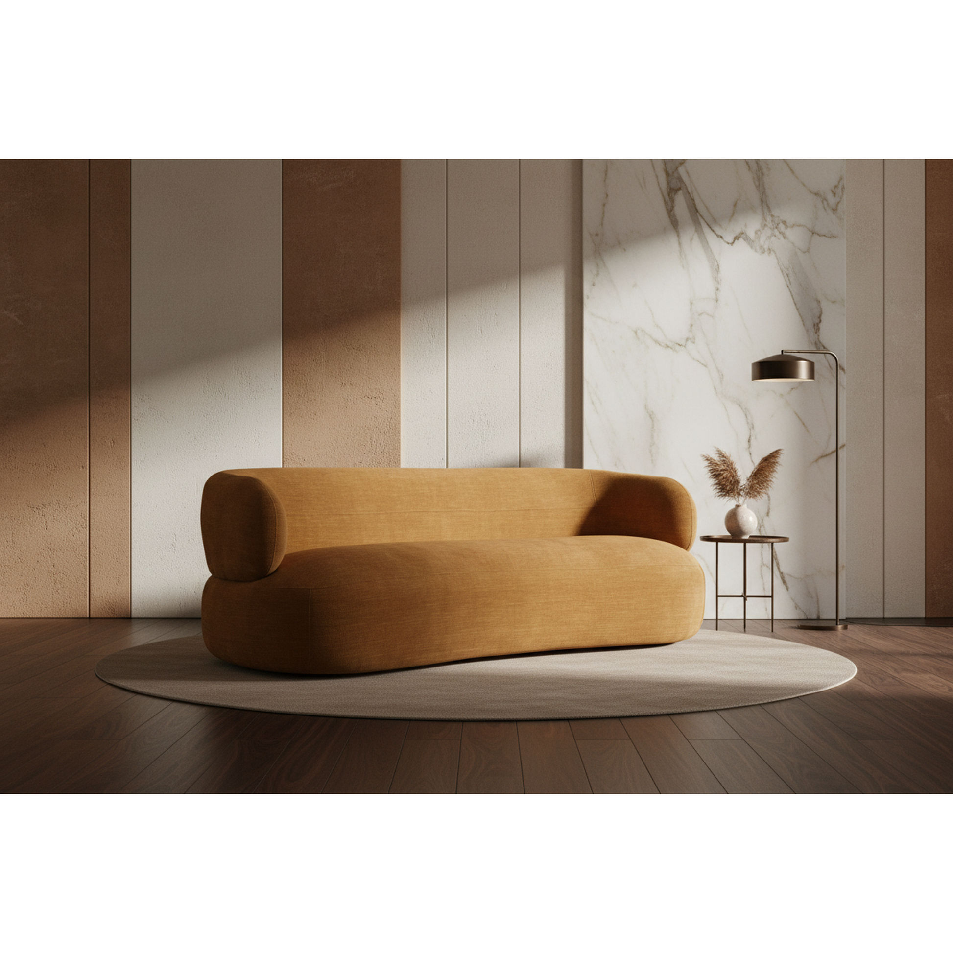 Beecham 3-Seater Sofa in Butterscotch - Chocolate Wood