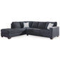 Astor Left Hand Facing Chenille Chaise Sofa Bed in Slate - Chocolate Wood