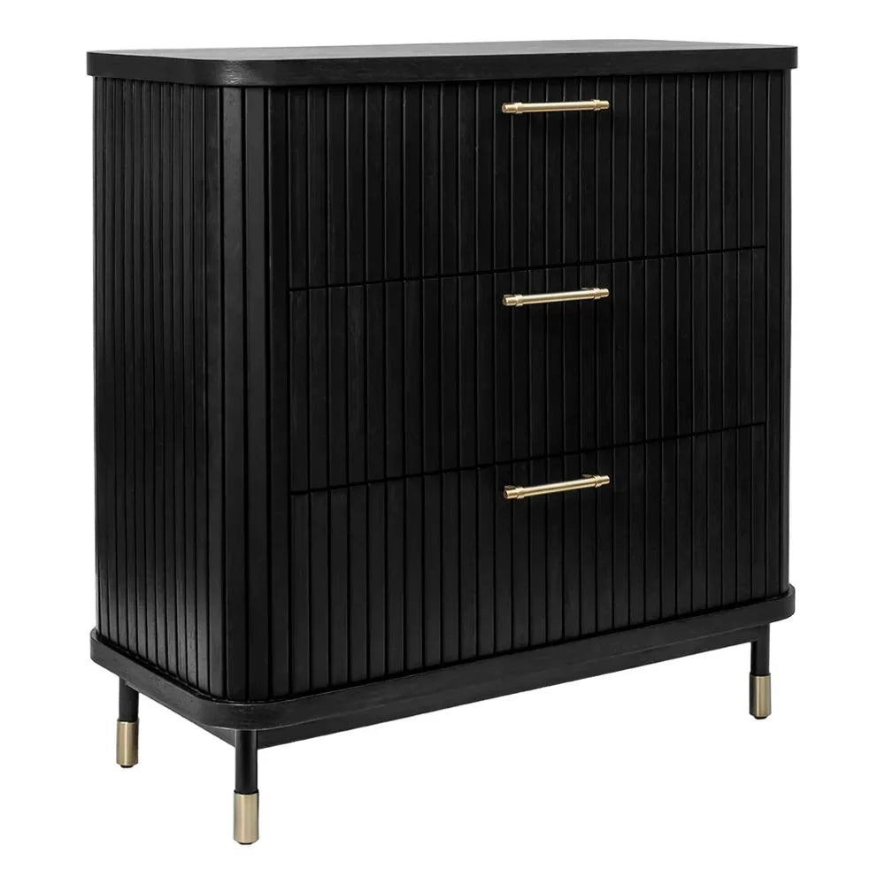 PEMBROKE OAK TIMBER 3-DRAWER CHEST OF DRAWERS BLACK - MyChocolateWood
