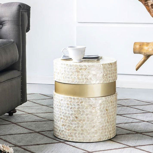 MONACO SHELL STOOL/SIDE TABLE/LAMP TABLE/ACCENT TABLE - MyChocolateWood