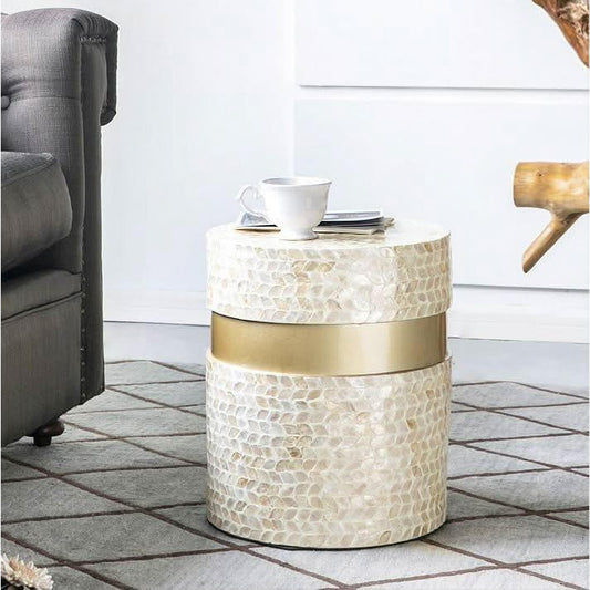 MONACO SHELL STOOL/SIDE TABLE/LAMP TABLE/ACCENT TABLE