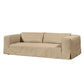 INIGO 3-SEATER LEATHER SLIP COVER SOFA TOP GRAIN COW LEATHER CAPPUCCINO CREAM - MyChocolateWood