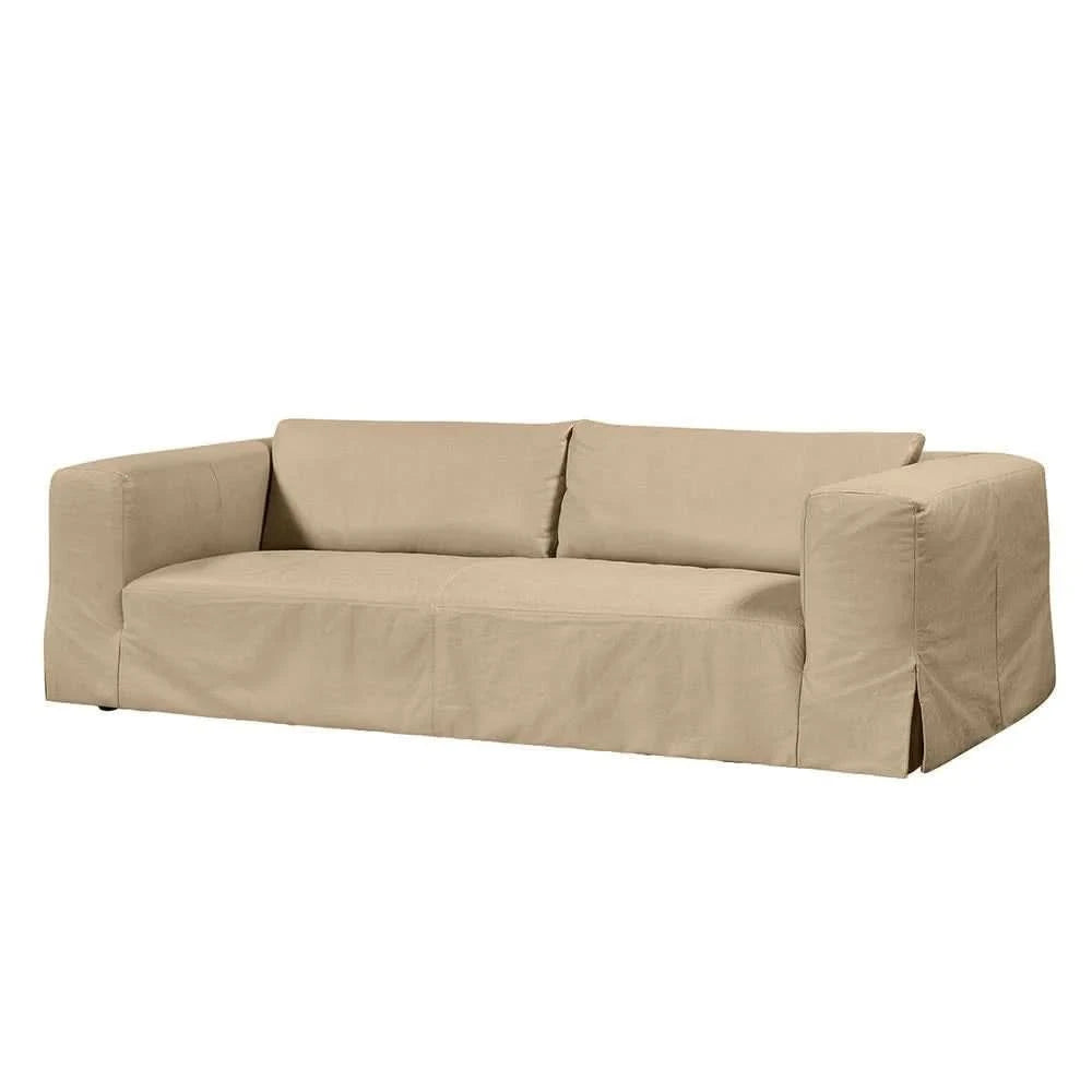INIGO 3-SEATER LEATHER SLIP COVER SOFA TOP GRAIN COW LEATHER CAPPUCCINO CREAM - MyChocolateWood