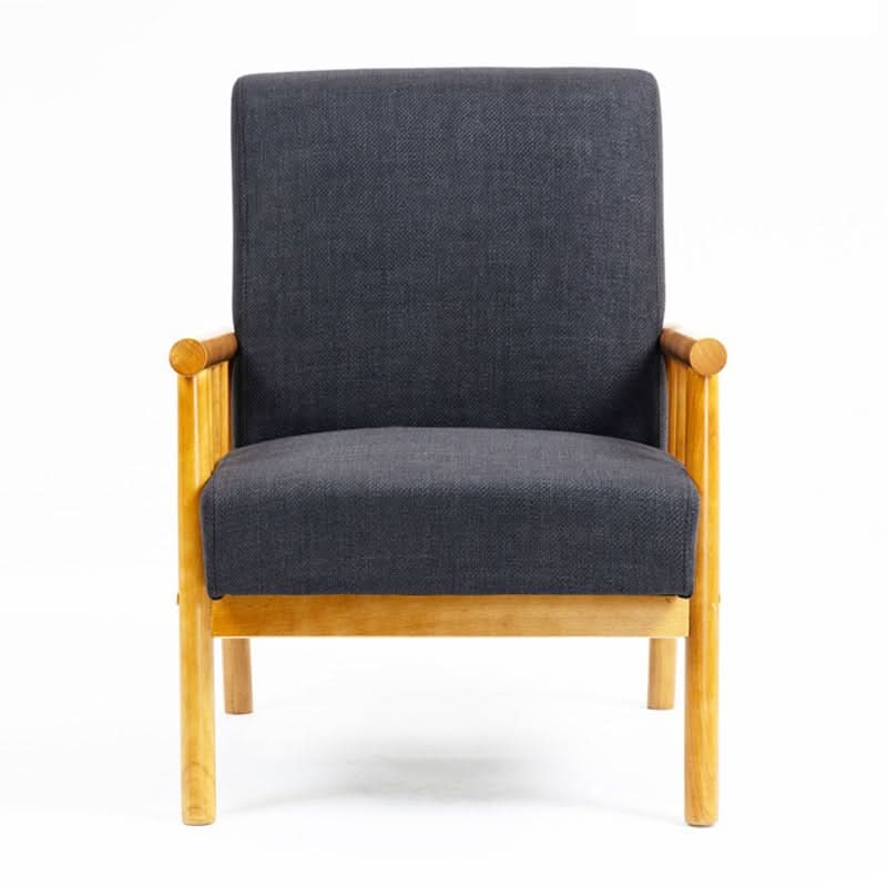 SUDBURY ARMCHAIR  ACCENT CHAIR - NATURAL RUBBERWOOD FRAME/BLACK FABRIC - MyChocolateWood