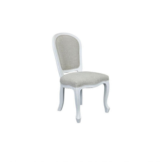 Sherborne white rubberwood dining chair by MyChocolateWood, showing the sleek, modern design and smooth white finish.