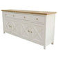 CHRISTA HAMPTON SOLID ACACIA 4-DOOR 3 DRAWER BUFFET SIDEBOARD LIGHT OAK TOP/  WHITE BASE - MyChocolateWood