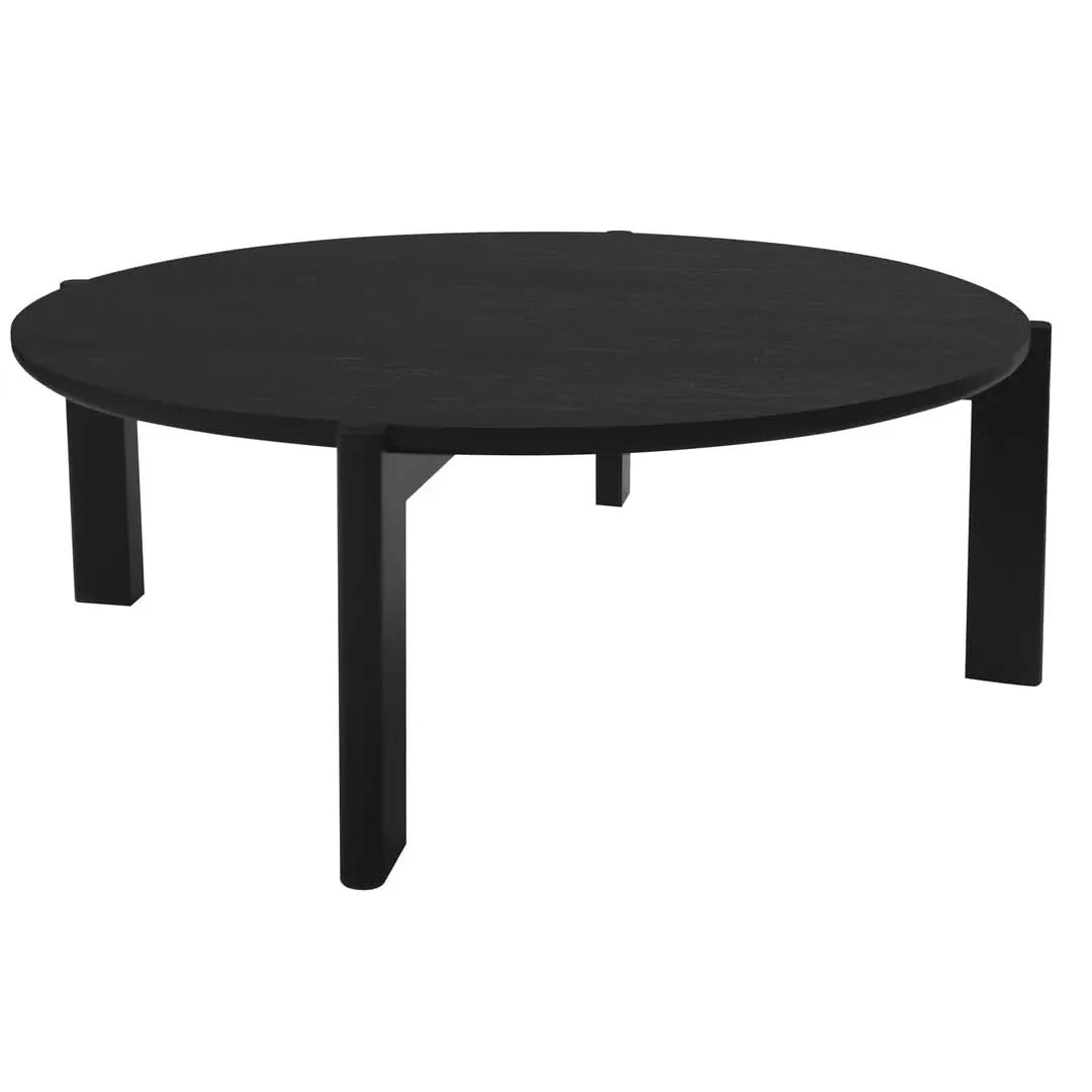 Adelle Solid Mindi Timber Round Coffee Table 110cm in Black - Chocolate Wood