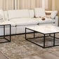 VINTRY COFFEE TABLE - WHITE MARBLE TOP ON BLACK BASE
