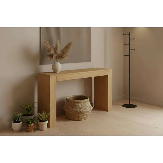 HUDSON SOLID MINDI WOOD 1-DRAWER CONSOLE TABLE/HALL TABLE NATURAL - MyChocolateWood