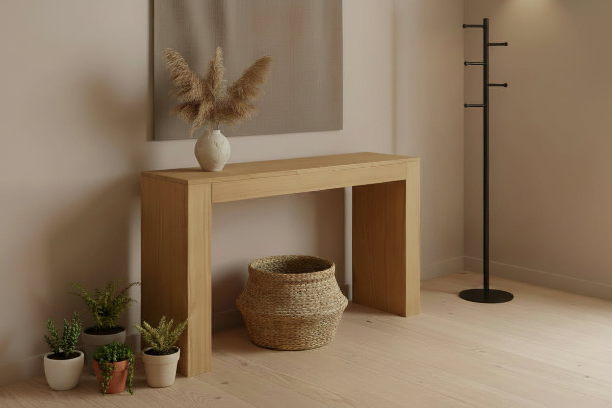 HUDSON SOLID MINDI WOOD 1-DRAWER CONSOLE TABLE/HALL TABLE NATURAL - MyChocolateWood