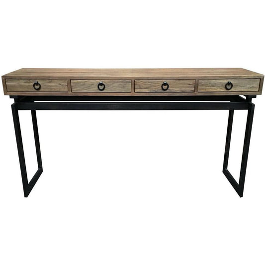 JESPIE RECYCLED ELM & IRON 4-DRAWER CONSOLE TABLE /HALL TABLE - MyChocolateWood