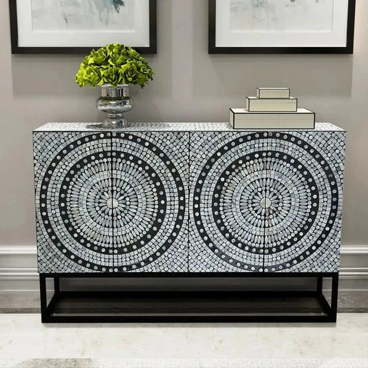 ILANA MOTHER OF PEARL HAND MADE 2-DOOR SIDEBOARD/BUFFET