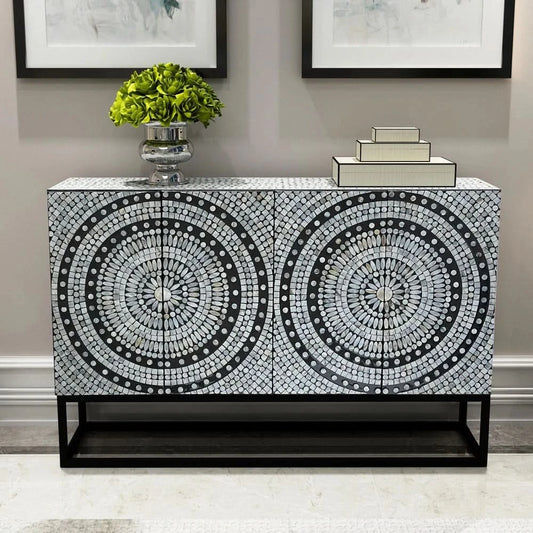 ILANA  MOTHER OF PEARL HAND MADE  2-DOOR SIDEBOARD/BUFFET - MyChocolateWood