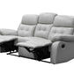 MyChocolateWood Stellar 3-piece leather recliner set includes a 3-seater and two single recliners in silver leather.
