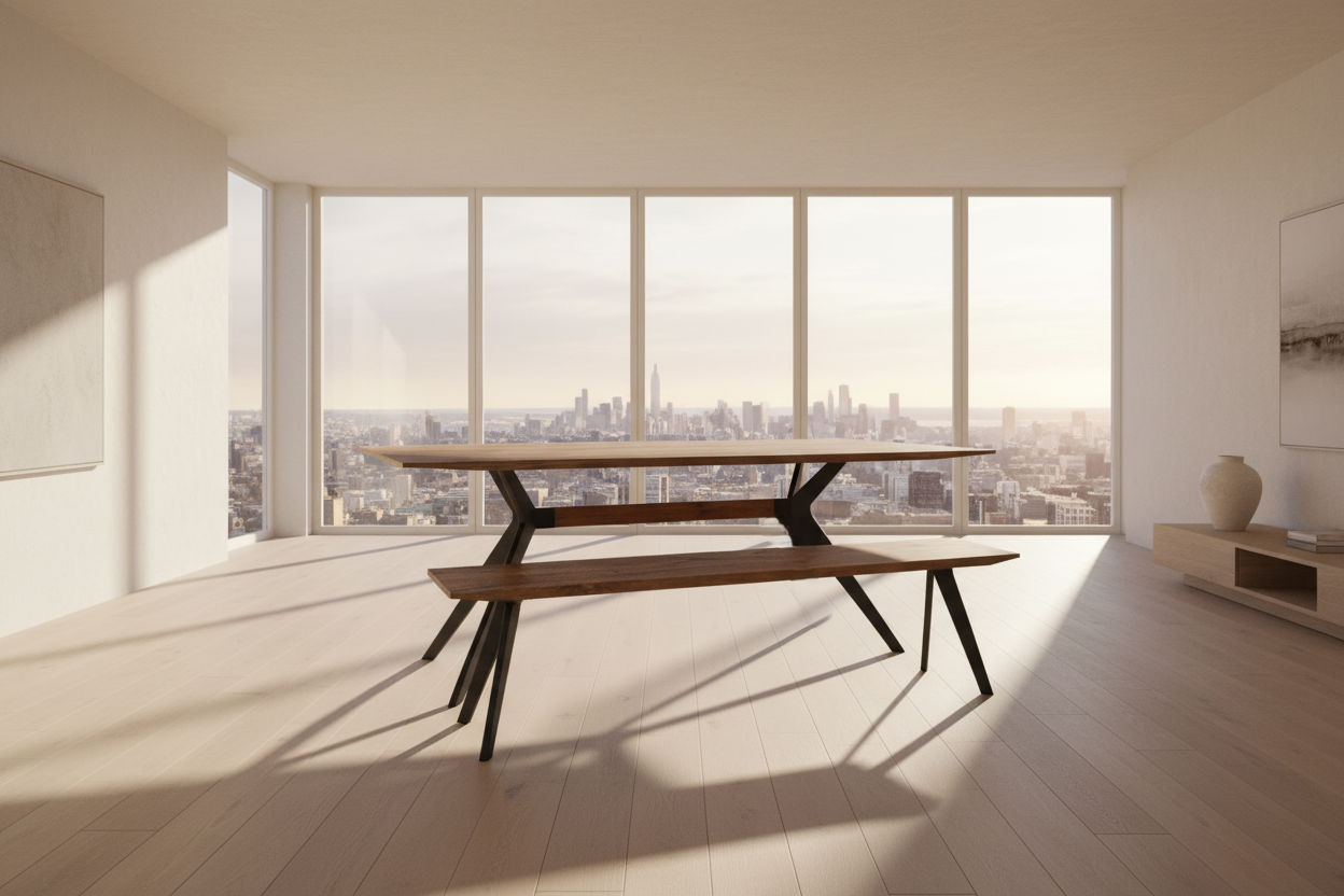 MONZA OAK & IRON DINING TABLE 200CM ANTIQUE - MyChocolateWood