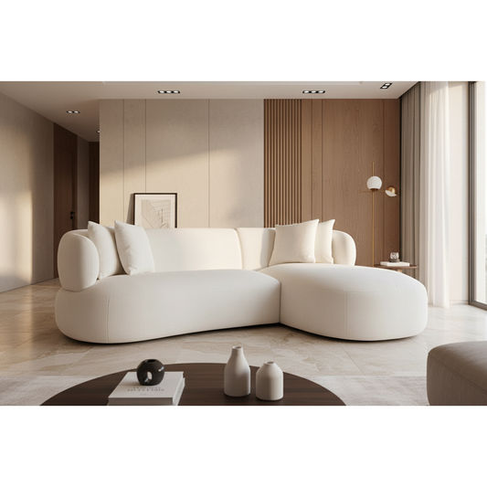 BEECHAM MODULAR 3-SEATER CORNER SOFA WITH RHF CHAISE - NATURAL CHENILLE - MyChocolateWood