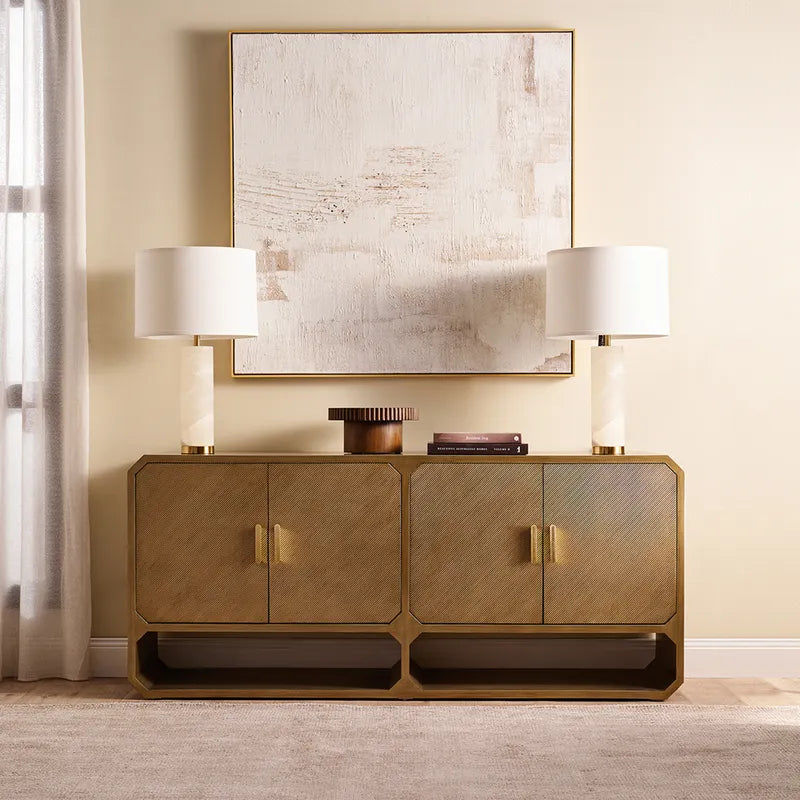 DELGARDO 4-DOOR BUFFET/SIDEBOARD BRUSHED ANTIQUE GOLD - MyChocolateWood