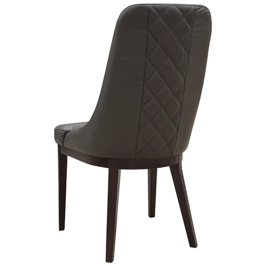 Dark brown BOMONT real leather dining chair from Chocolate Wood, showcasing a sleek, modern design with plush cushioning.