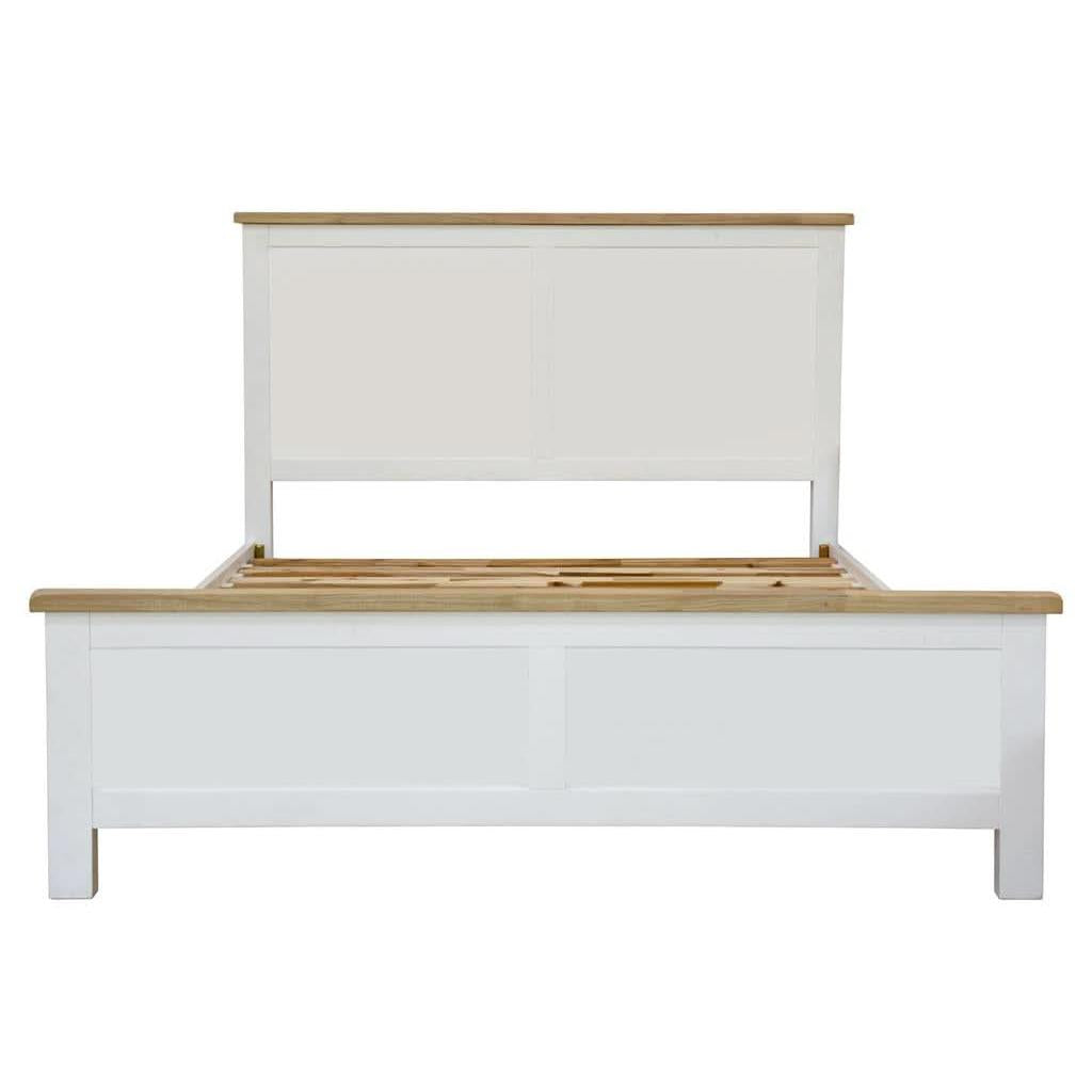CHRISTA HAMPTON SOLID ACACIA QUEEN BED LIGHT OAK TOP WHITE BASE (4CTN) - MyChocolateWood