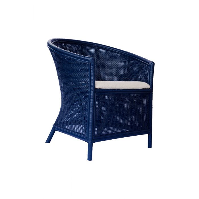 SHERIDAN RATTAN ARMCHAIR ACCENT CHAIR/ LOUNGE CHAIR DEEP BLUE - MyChocolateWood