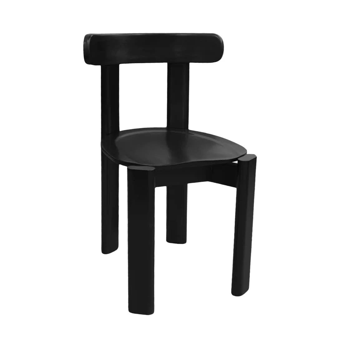 DELPHINE SOLID MAHOGANY TIMBER DINING CHAIR BLACK - MyChocolateWood