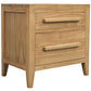 Natural wood bedside table with two drawers, DION MINDI by MyChocolateWood, featuring a sleek, minimalist design.